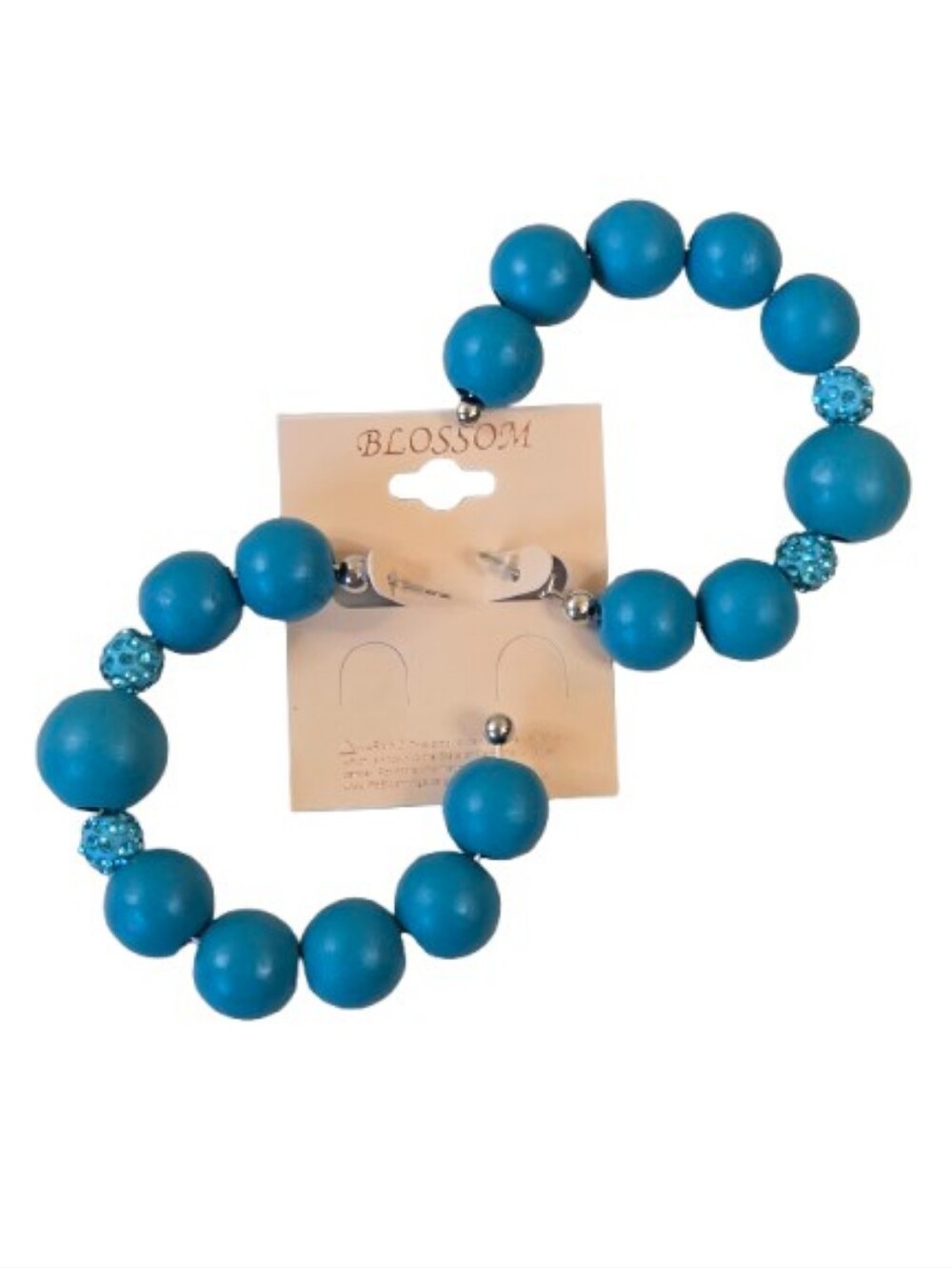NWT Blossom Turquoise Beaded 3" Hoop Earrings